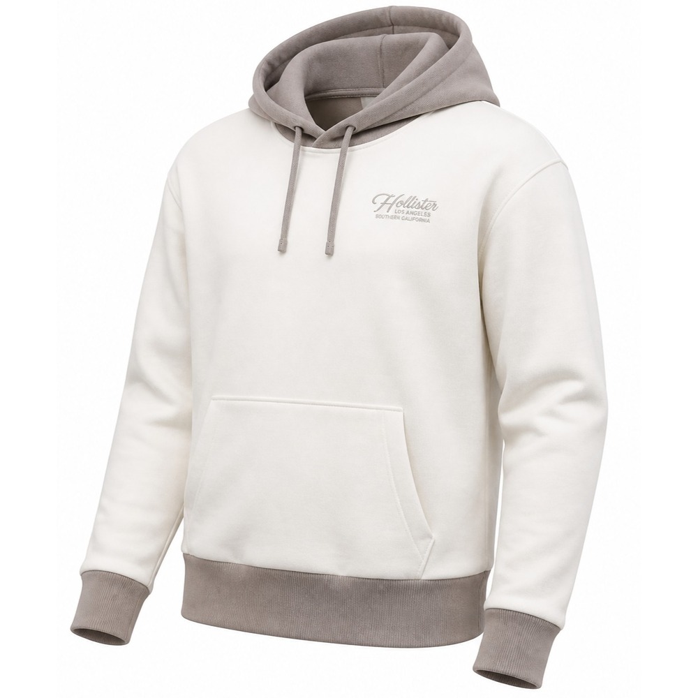 Hollister Hoodie Men L Embroidered Logo Pullover Sweatshirt Gorpcore Surf